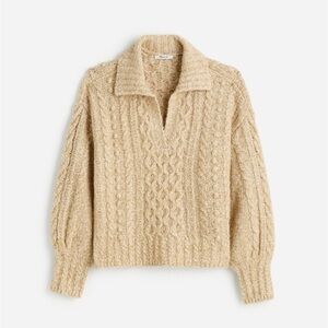 Madewell Cotton-Merino Wool Blend Cable-Knit Sweater